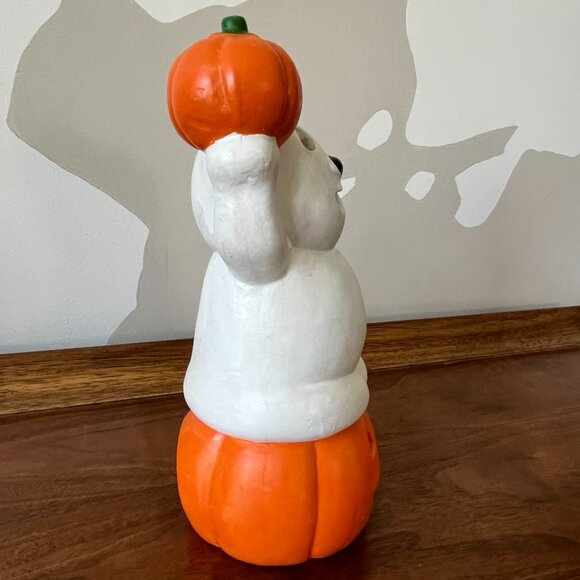 Vintage Ceramic Halloween Ghost & Pumpkin Tea Light Candle Holder Jack-O-Lantern - Picture 5 of 16